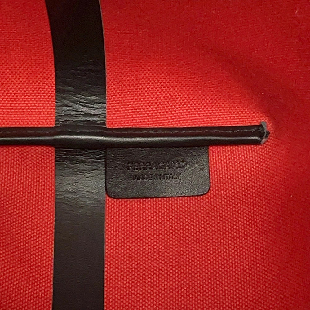 Salvatore Ferragamo Tote Bag Gancini Canvas Leather Red - Picture 13 of 13